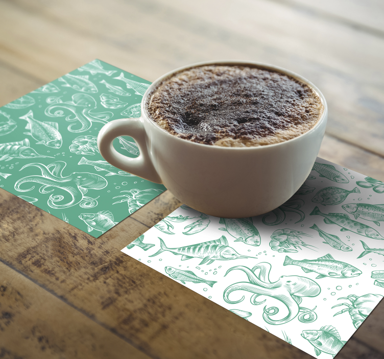 Bases para copos com estampa de frutos do mar - TenStickers