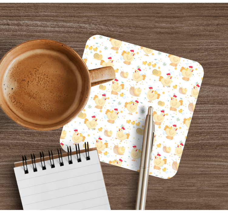 Bases para copos com estampa de galinha divertida - TenStickers