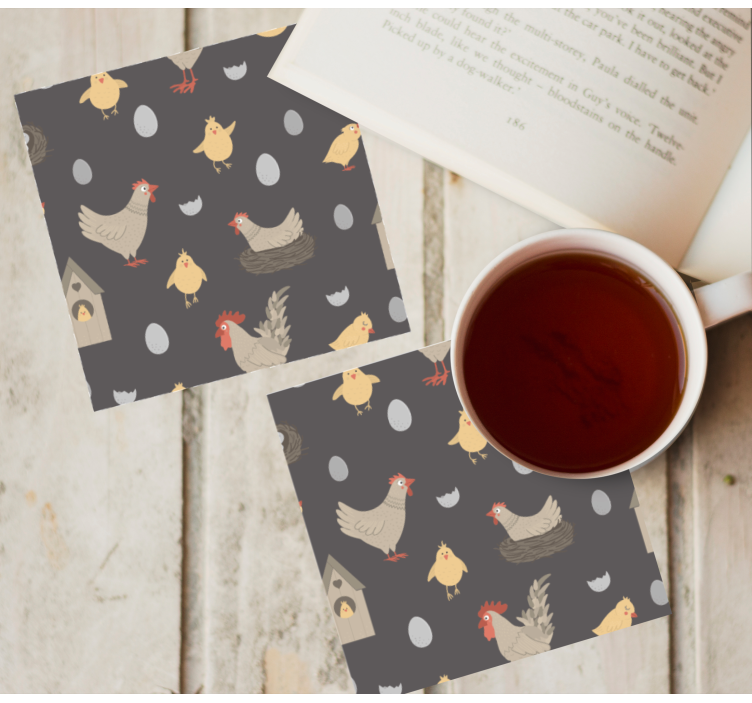 Bases para copos com estampa de galinhas e ovos - TenStickers