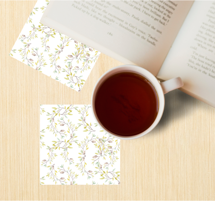 Bases para copos com estampa de videira floral - TenStickers