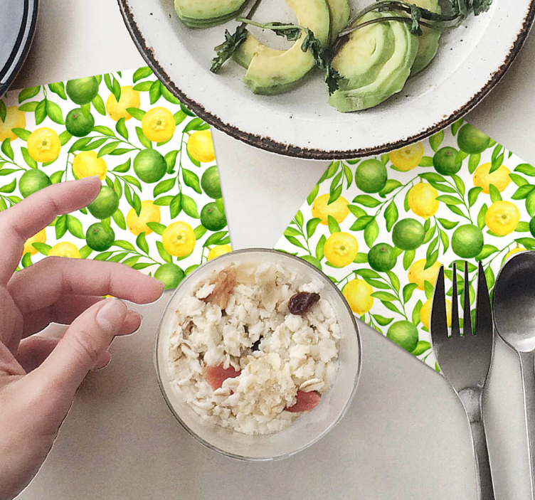 Bases para copos com estampa floral cítrica vibrante - TenStickers