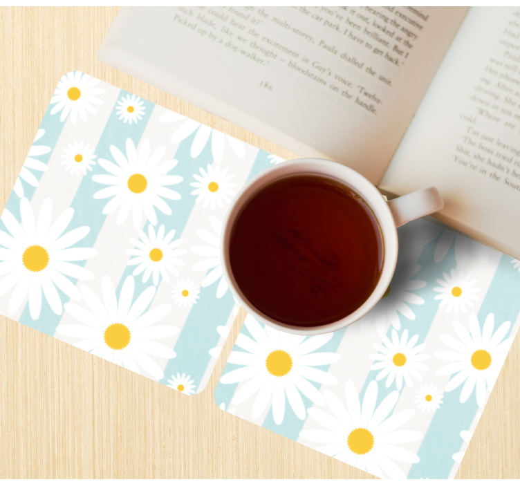 Bases para copos com estampa floral de margaridas - TenStickers