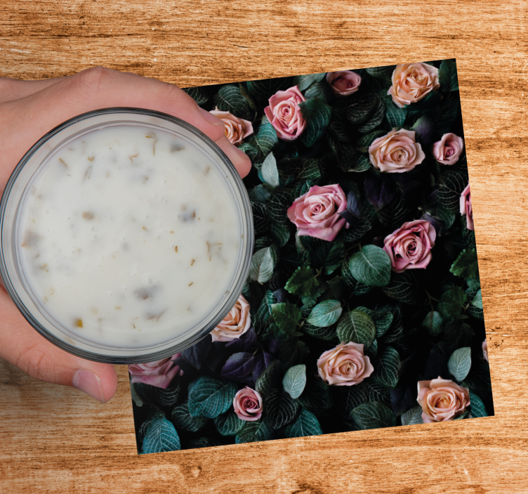 Bases para copos com estampa floral romântica - TenStickers