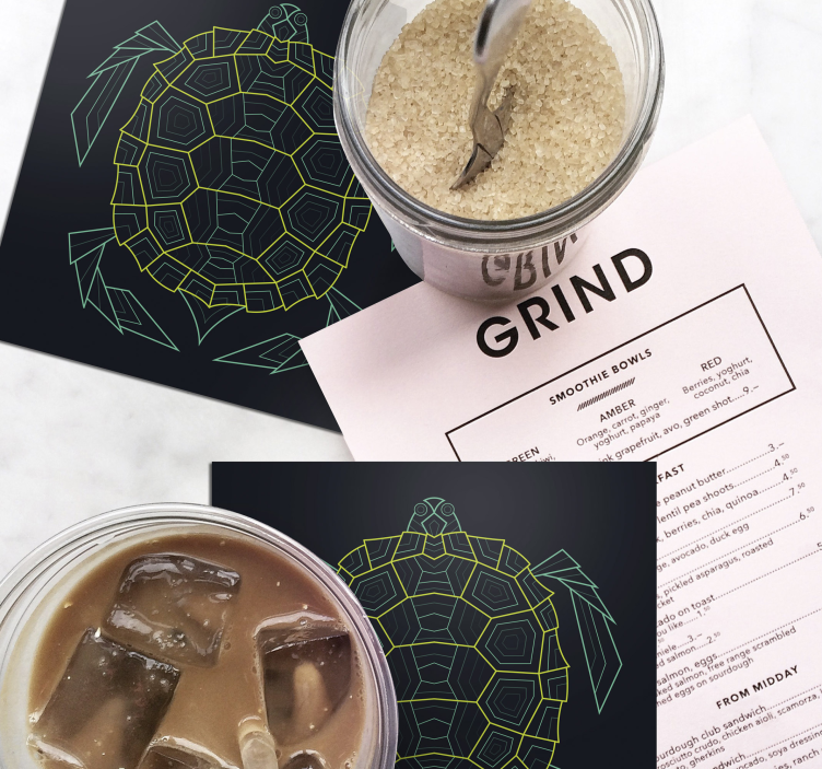 Bases para copos com figura de tartaruga geométrica - TenStickers