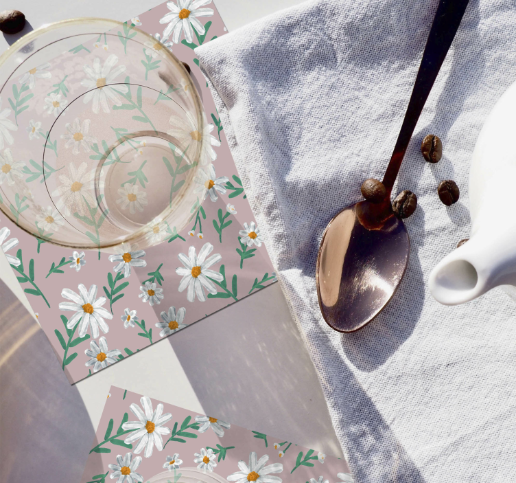 Bases para copos com fundo em padrão floral - TenStickers