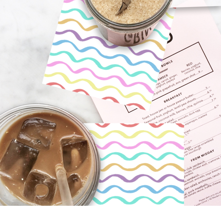 Bases para copos com motivo curvo vibrante - TenStickers