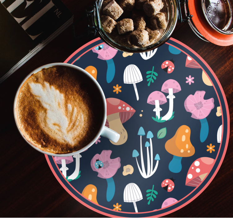 Bases para copos com motivo de fungos vibrantes - TenStickers