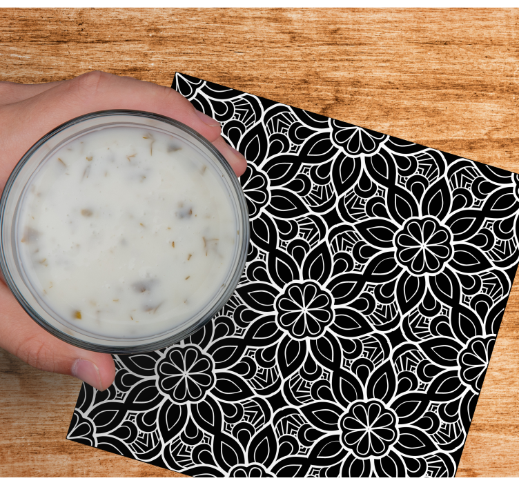 Bases para copos com motivo floral elaborado - TenStickers