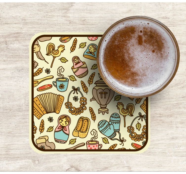 Bases para copos com motivos de arte popular divertidos - TenStickers