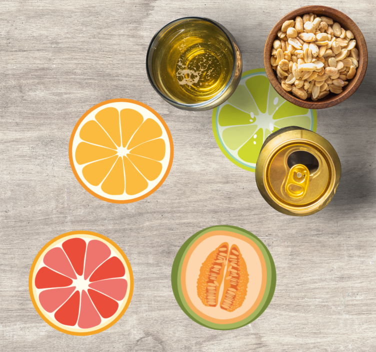 Bases para copos com motivos de fatias de frutas - TenStickers