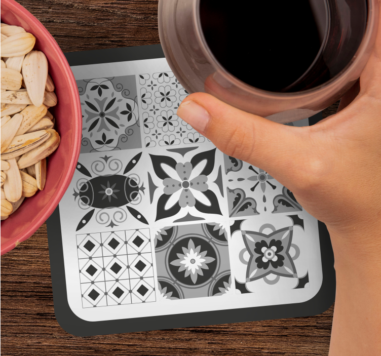 Bases para copos com motivos florais geométricos - TenStickers