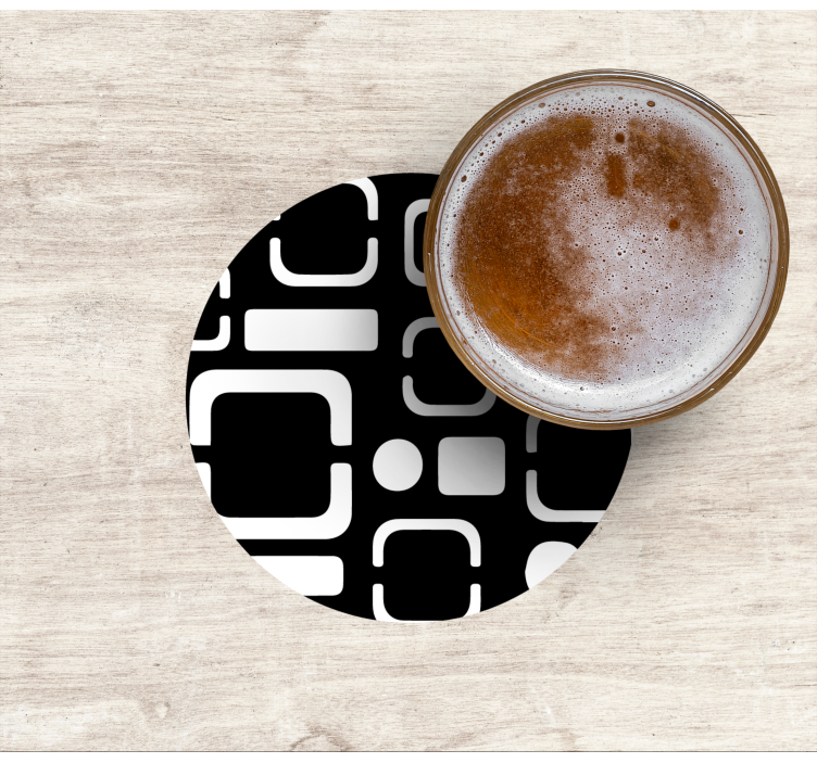 Bases para copos com motivos geométricos pretos - TenStickers