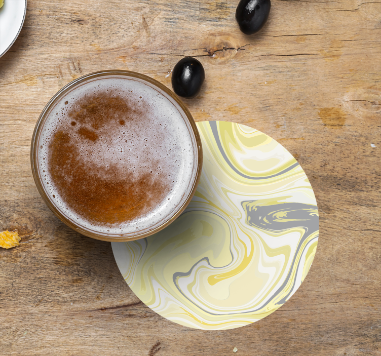 Bases para copos com padrão amarelo marmorizado - TenStickers