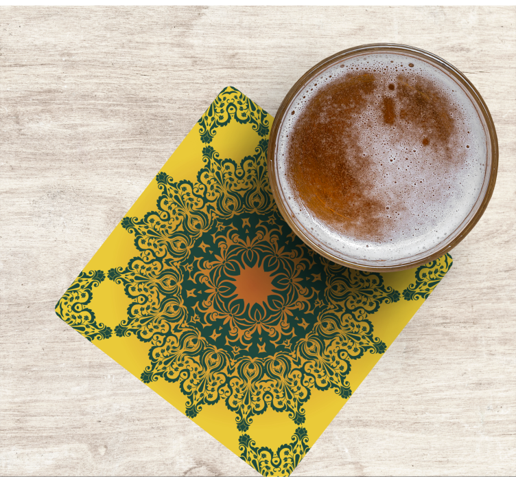 Bases para copos com padrão amarelo ornamental - TenStickers