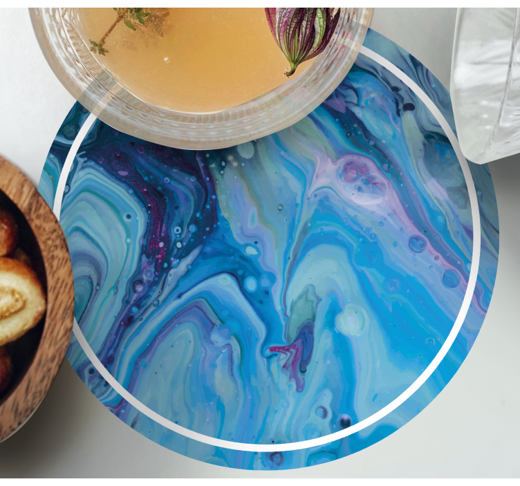 Bases para copos com padrão azul ondulado - TenStickers