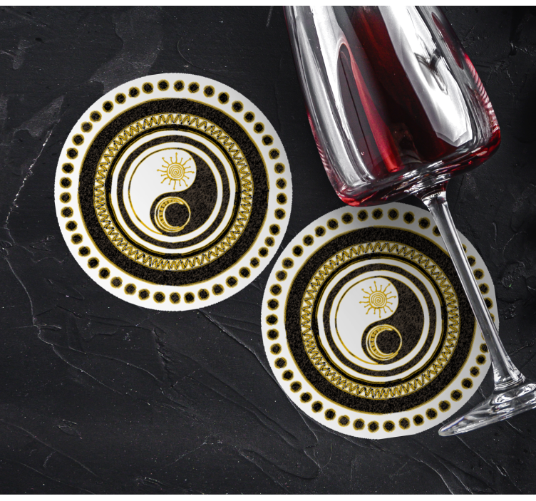 Bases para copos com padrão circular yin yang - TenStickers