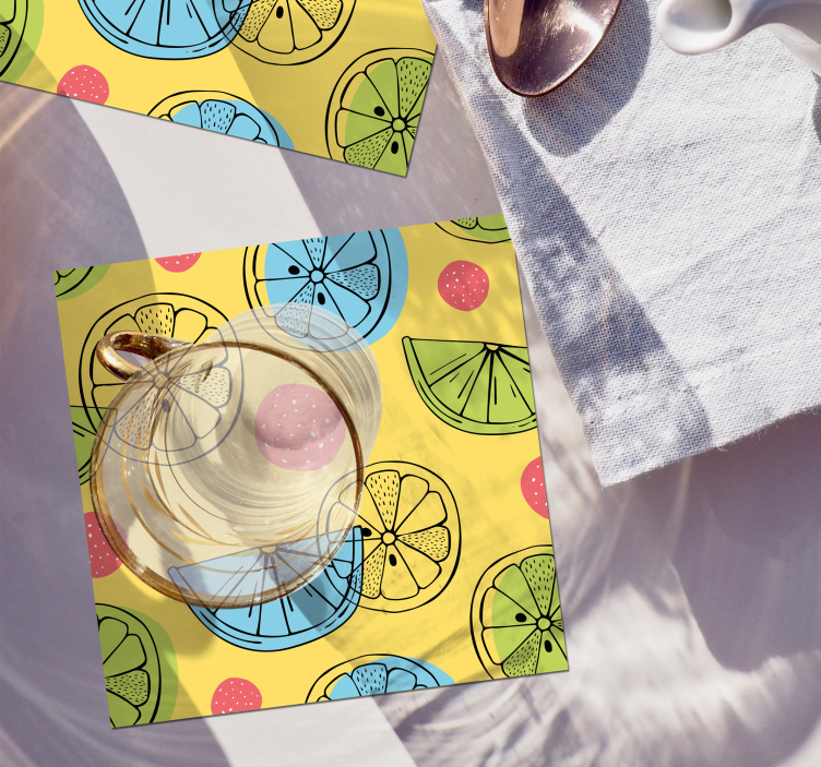 Bases para copos com padrão cítrico colorido - TenStickers