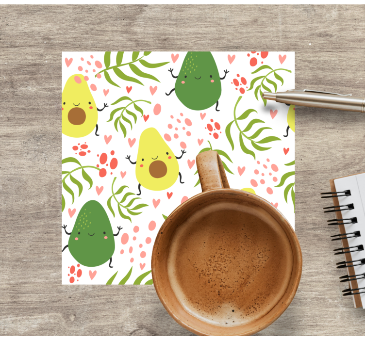 Bases para copos com padrão de abacate fofo - TenStickers