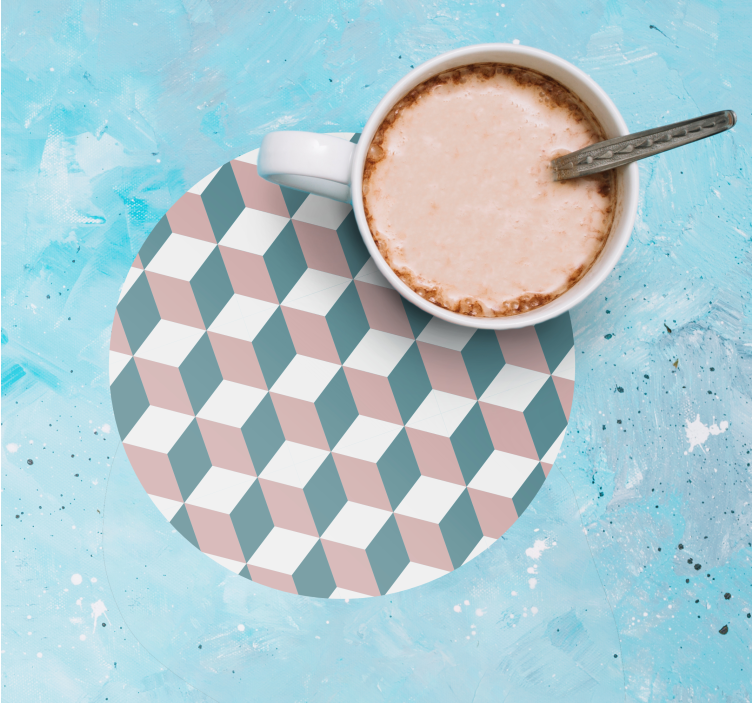 Bases para copos com padrão de cubos geométricos - TenStickers