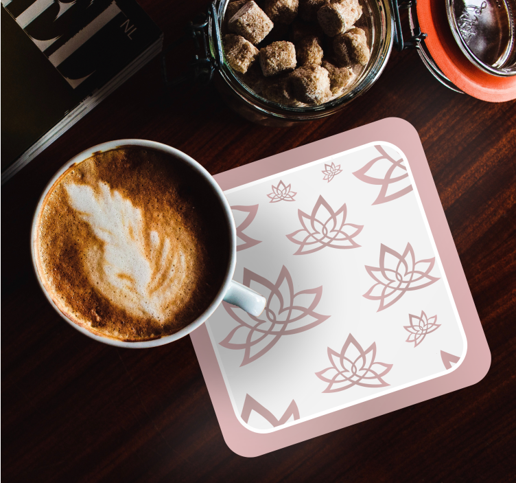 Bases para copos com padrão de flor de lótus - TenStickers