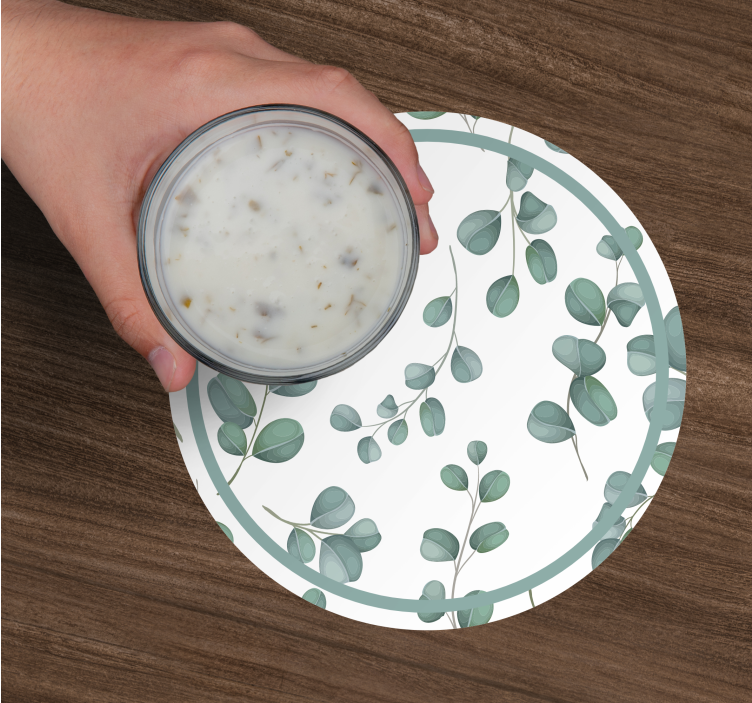 Bases para copos com padrão de folha de eucalipto - TenStickers