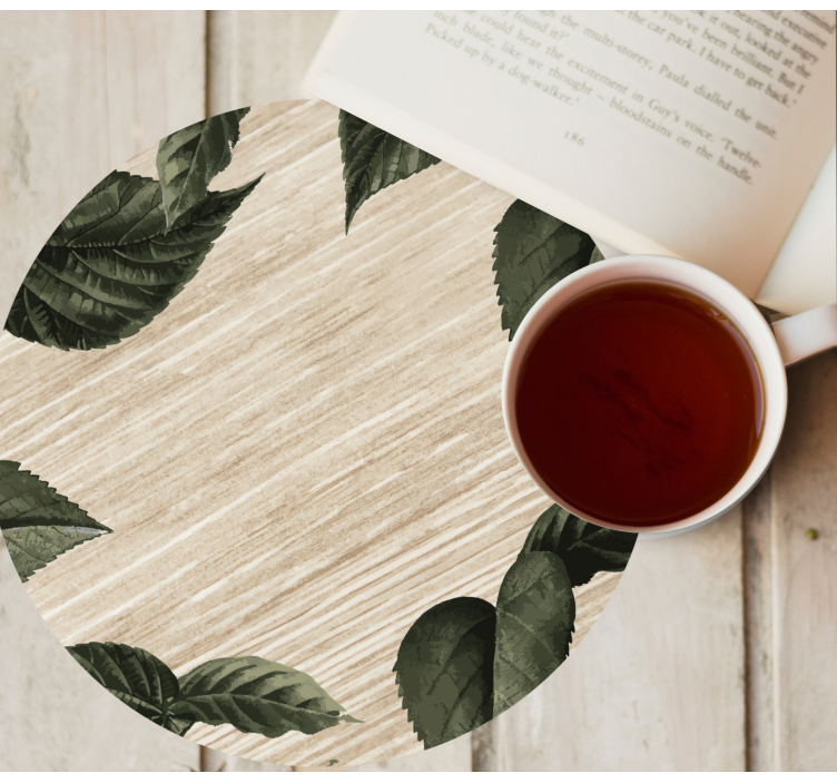 Bases para copos com padrão de folhas inspiradas na natureza - TenStickers