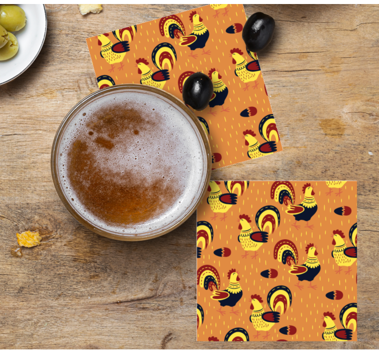 Bases para copos com padrão de galo colorido - TenStickers