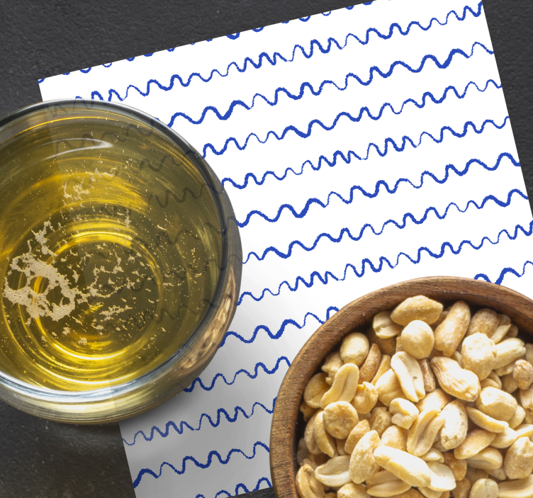 Bases para copos com padrão de linhas azuis onduladas - TenStickers