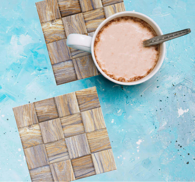 Bases para copos com padrão de madeira trançada - TenStickers