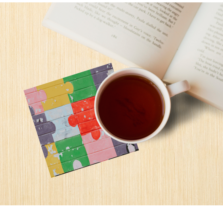 Bases para copos com padrão de quebra-cabeça colorido - TenStickers