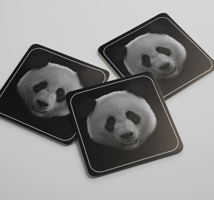Bases para copos com padrão de rosto de panda - TenStickers