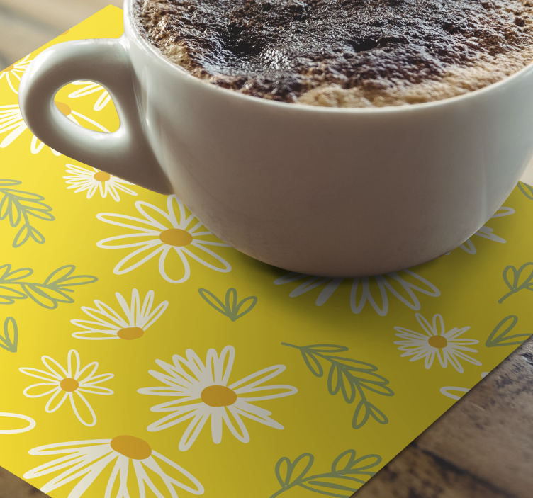 Bases para copos com padrão floral de margaridas - TenStickers