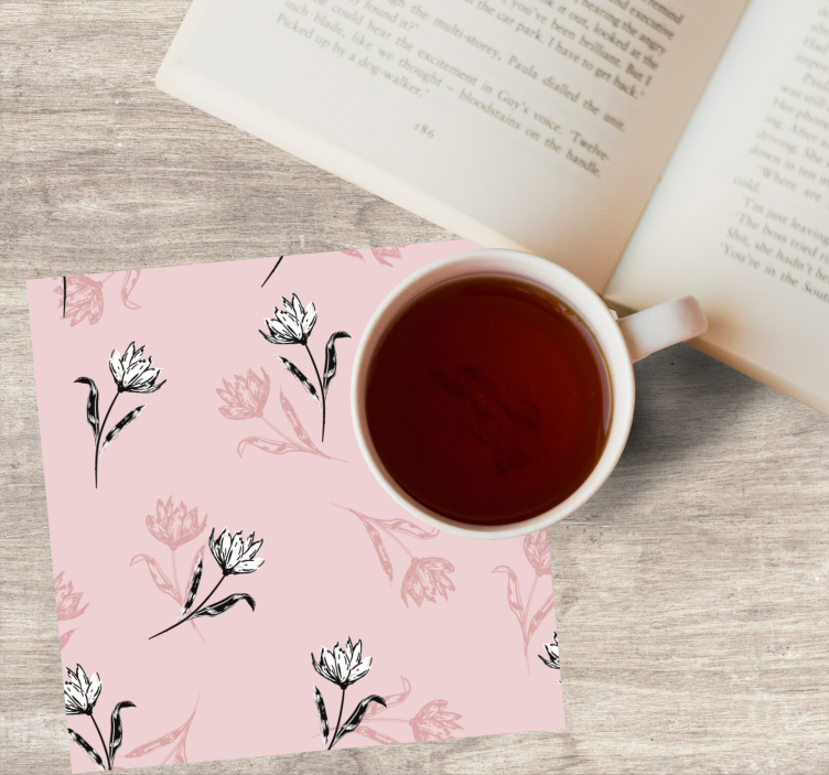 Bases para copos com padrão floral em tons suaves - TenStickers