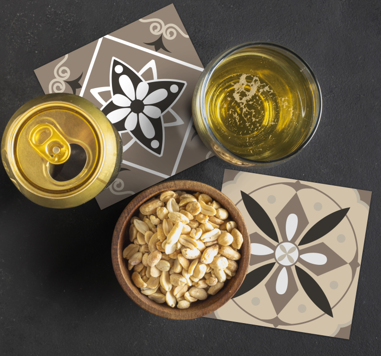 Bases para copos com padrão floral geométrico - TenStickers