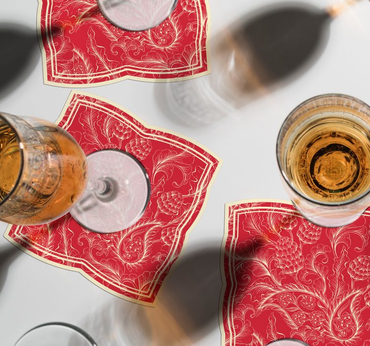 Bases para copos com padrão floral ornamental - TenStickers