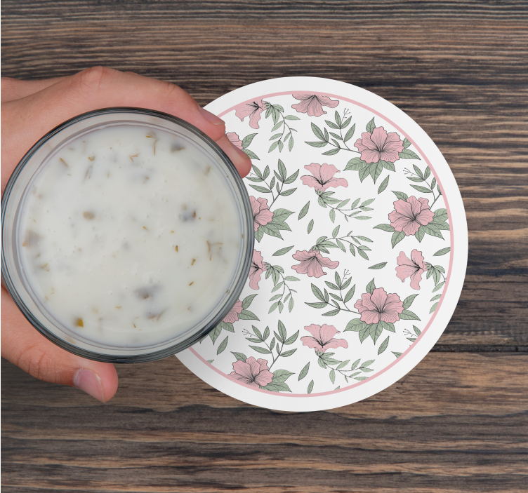 Bases para copos com padrão floral redondo - TenStickers