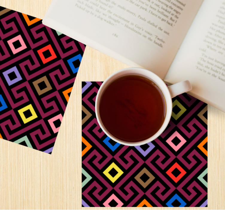 Bases para copos com padrão geométrico colorido - TenStickers