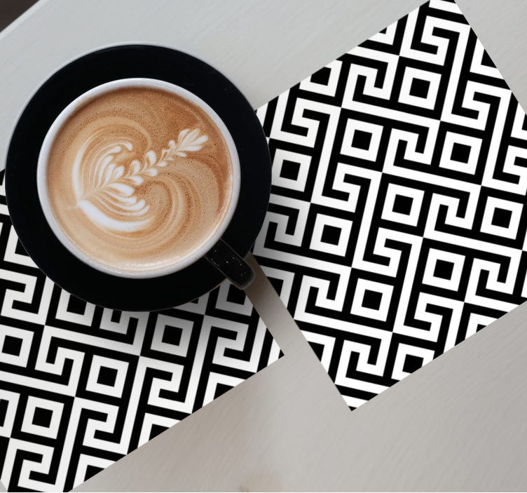Bases para copos com padrão geométrico preto e branco - TenStickers