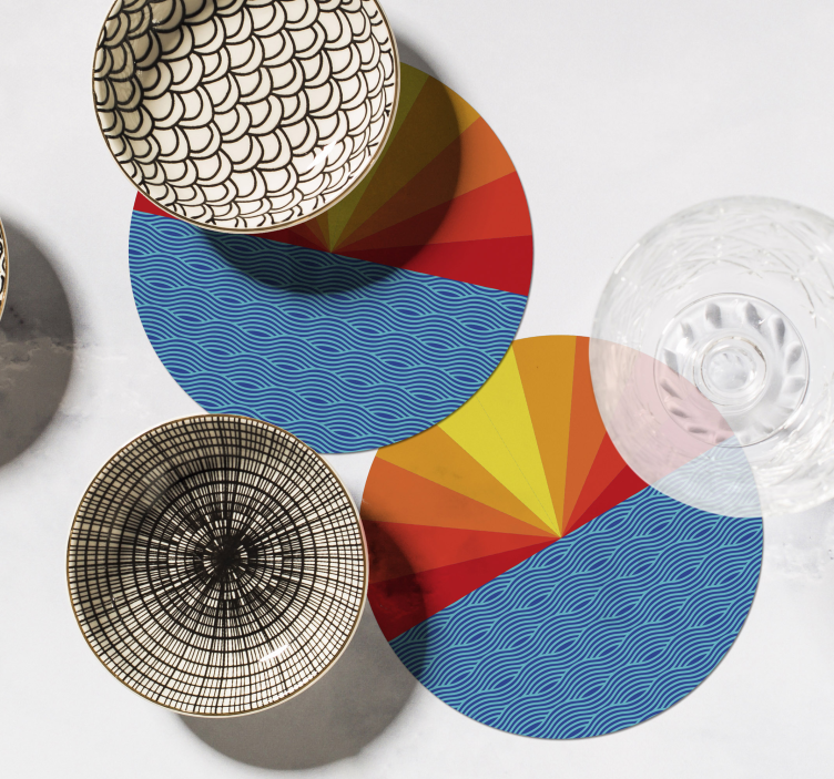 Bases para copos com padrão geométrico vibrante - TenStickers