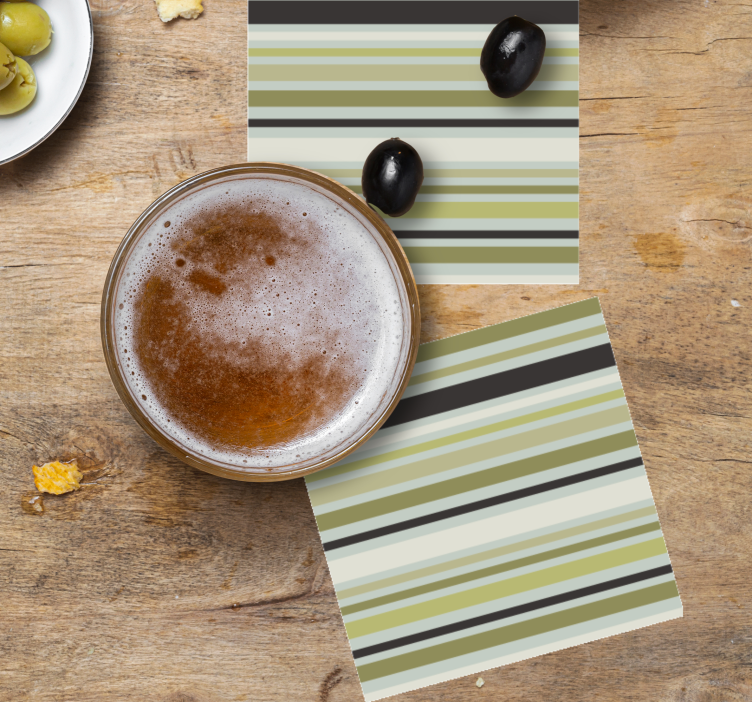 Bases para copos com padrão listrado verde e preto - TenStickers