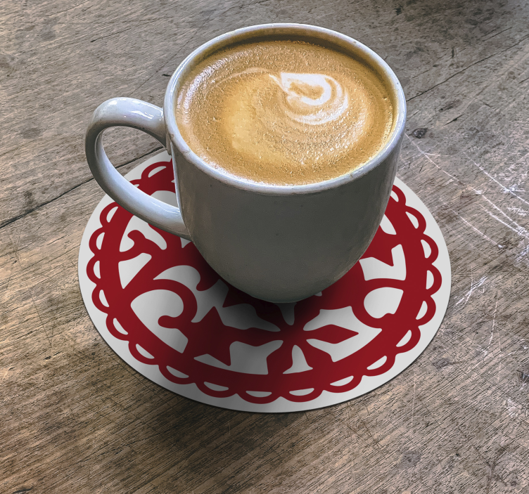 Bases para copos com padrão vermelho intricado - TenStickers