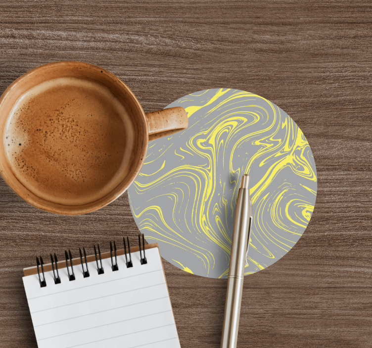 Bases para copos com padrões amarelos fluídos - TenStickers