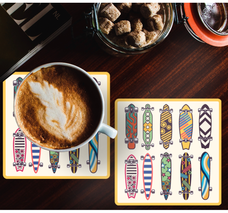 Bases para copos com padrões coloridos de skate - TenStickers