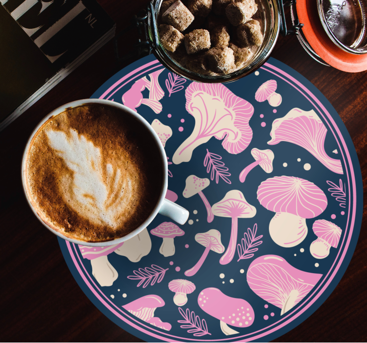 Bases para copos com padrões de cogumelos divertidos - TenStickers