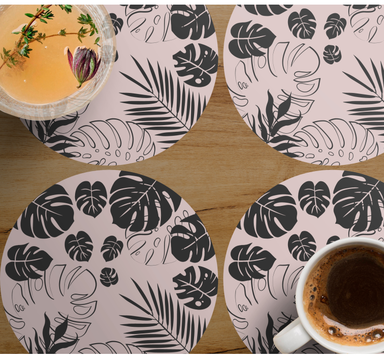 Bases para copos com padrões de folha de monstera - TenStickers