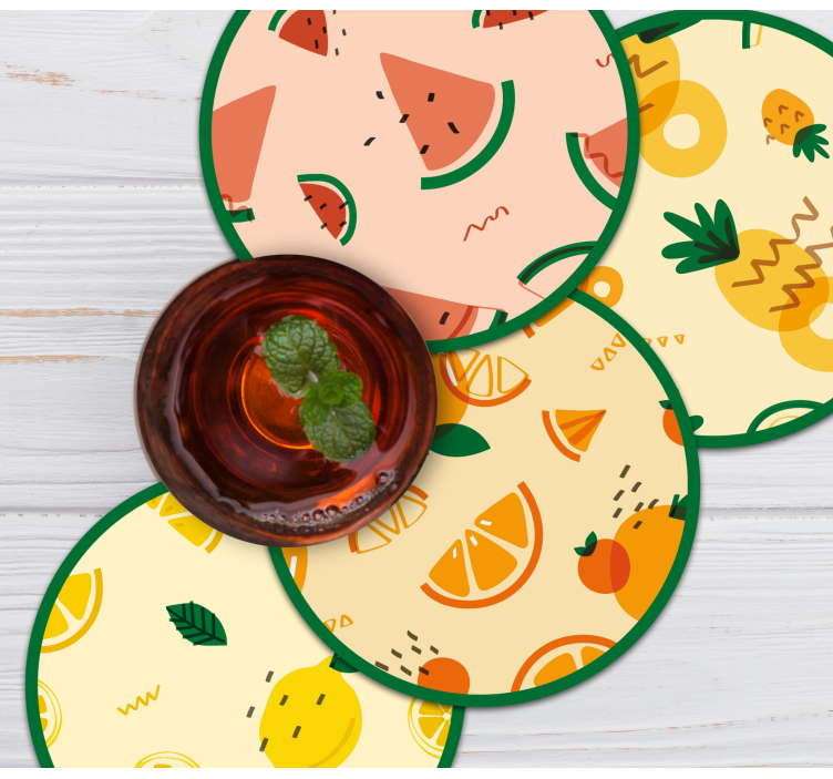 Bases para copos com padrões de frutas tropicais - TenStickers