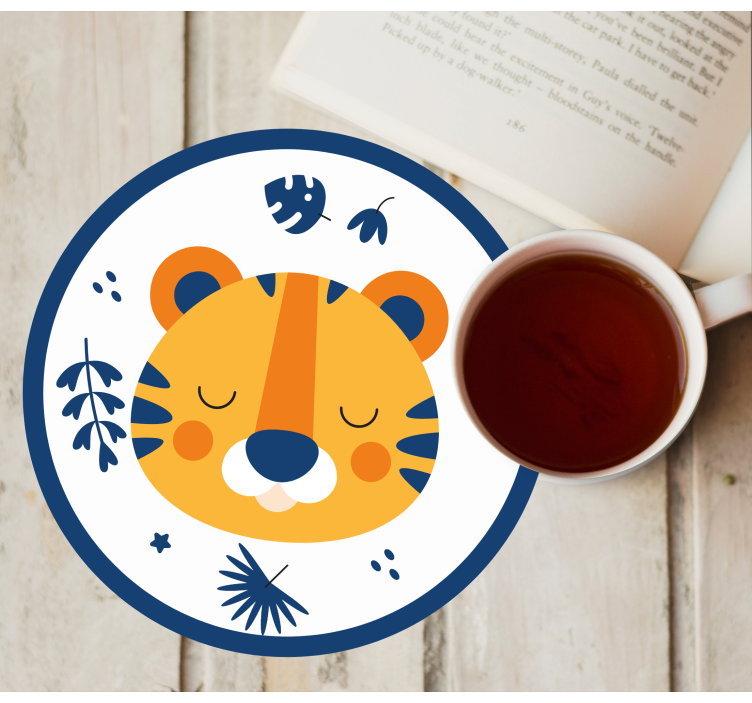 Bases para copos com rosto de tigre fofo - TenStickers