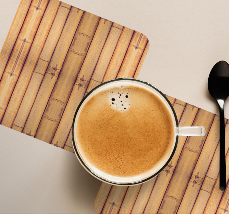 Bases para copos com superfície texturizada de bambu - TenStickers