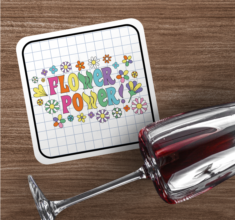 Bases para copos com tipografia floral colorida - TenStickers