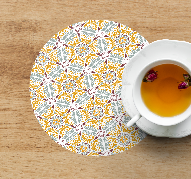 Bases para copos composição floral intrincada - TenStickers